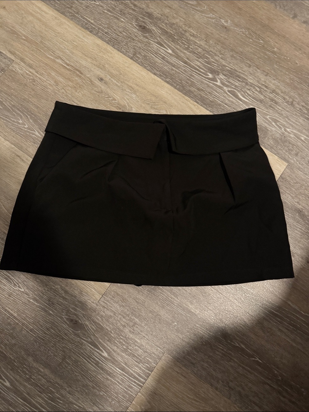 Sincerely Jules Black Mini Skirt with Fold-Over Waist